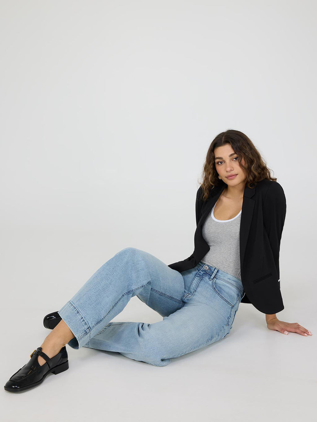3/4 Contrast Cuff Sleeve Blazer