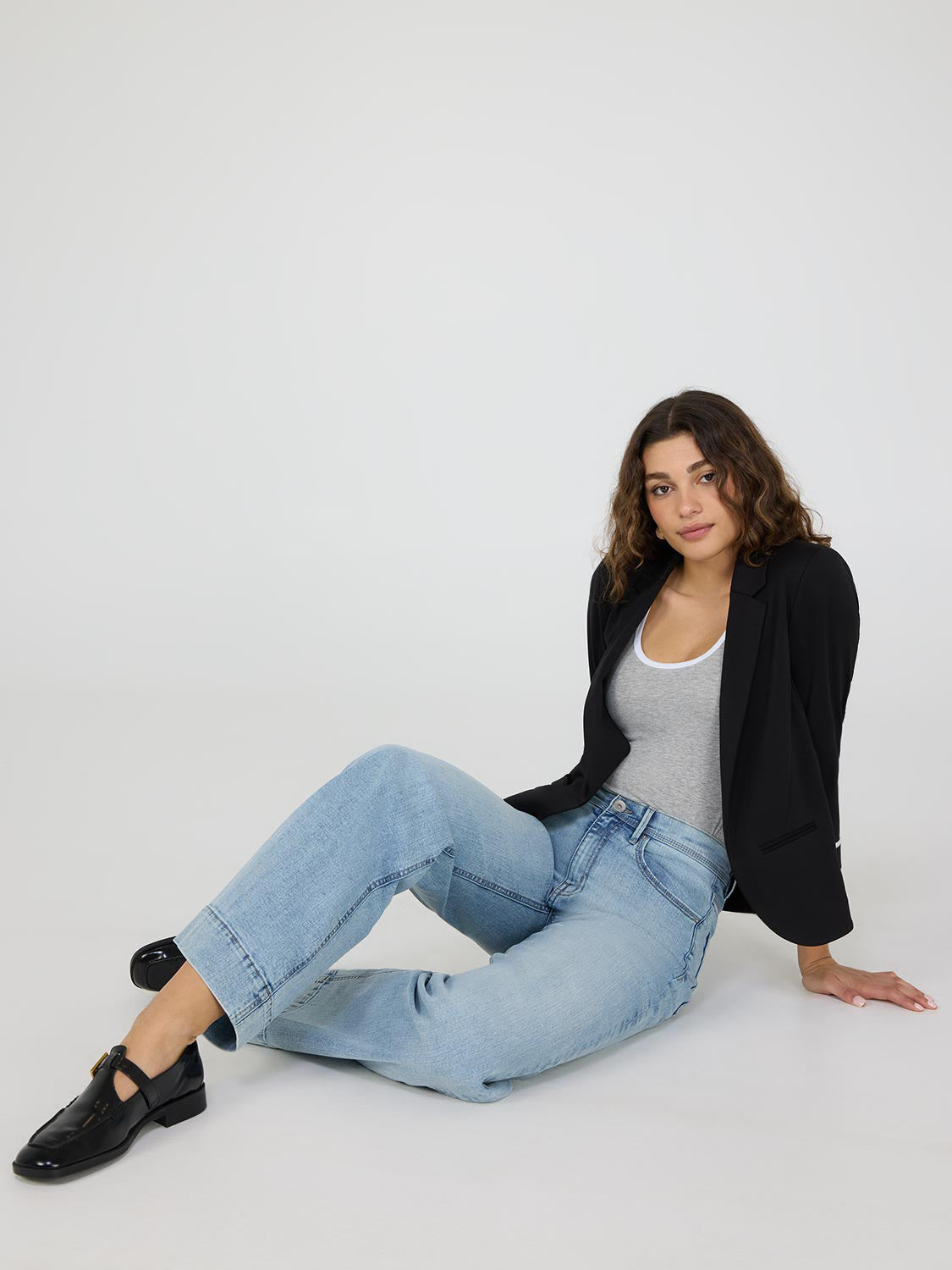 3/4 Contrast Cuff Sleeve Blazer