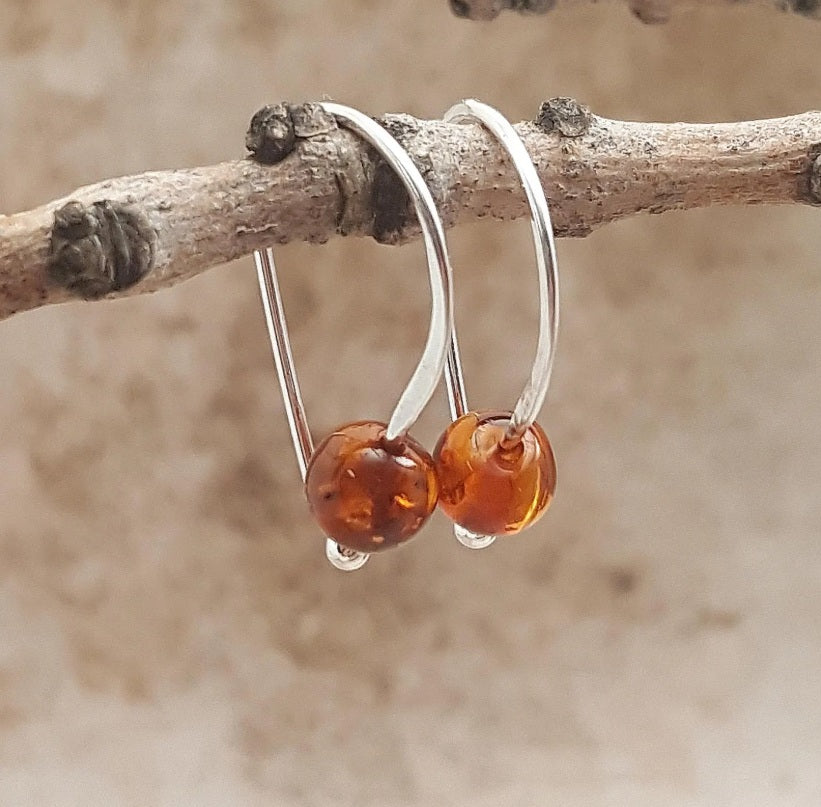 Sterling Silver Hoop Earrings: amber