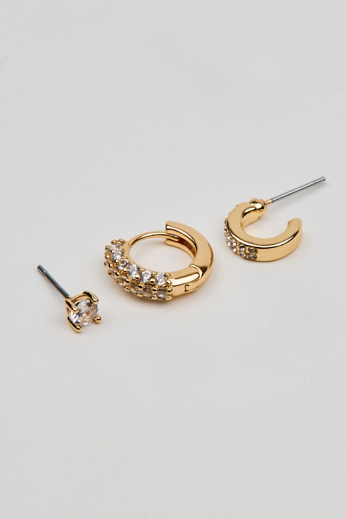 Lot de 3 boucles d'oreilles à tige et créoles avec pierres précieuses