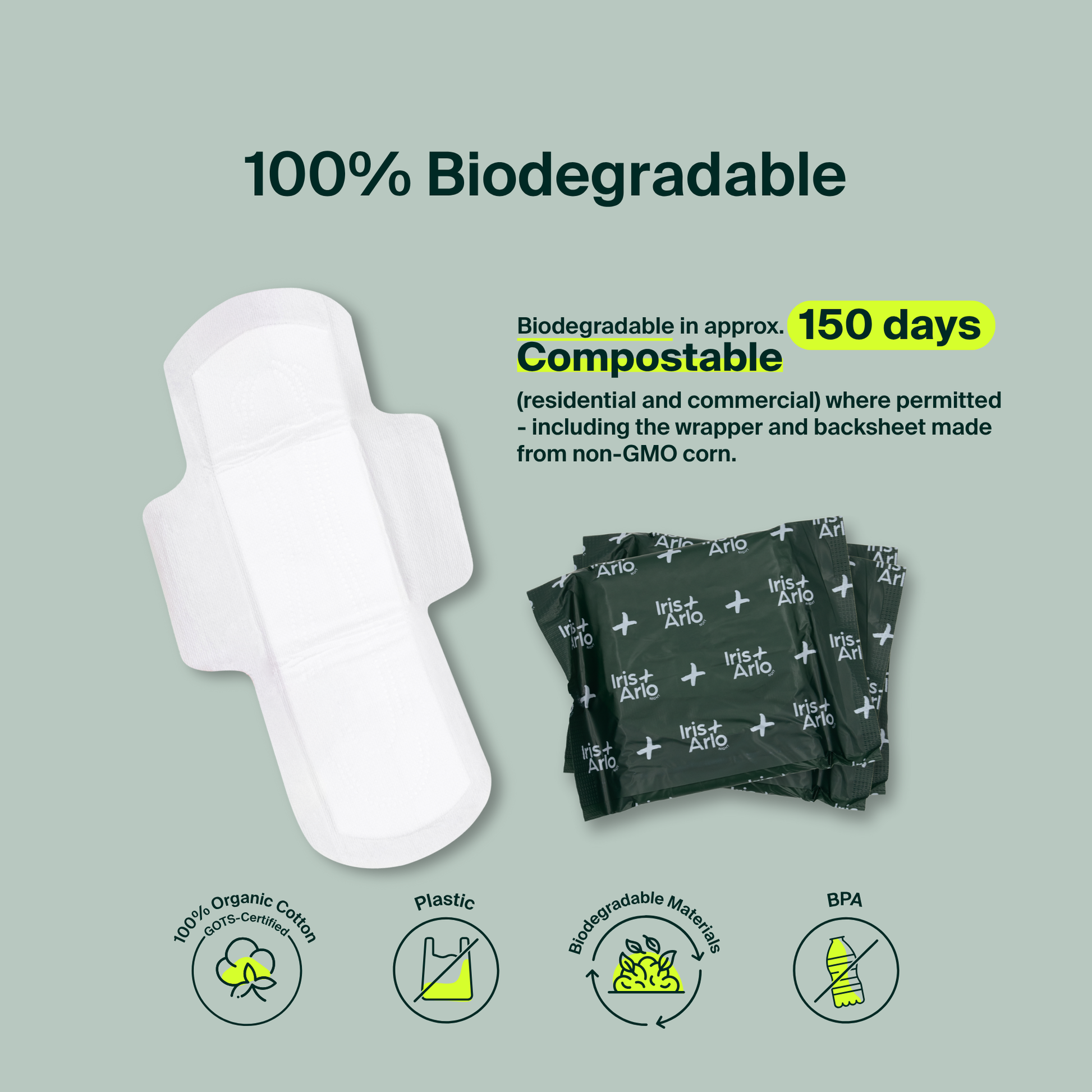 100% Organic Cotton Night Pads - Bulk (100)