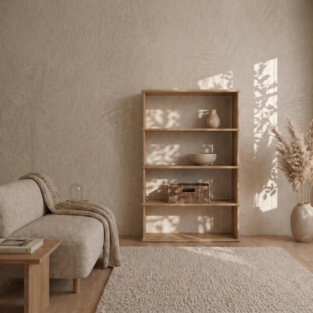 4 shelf bookcase in white oak