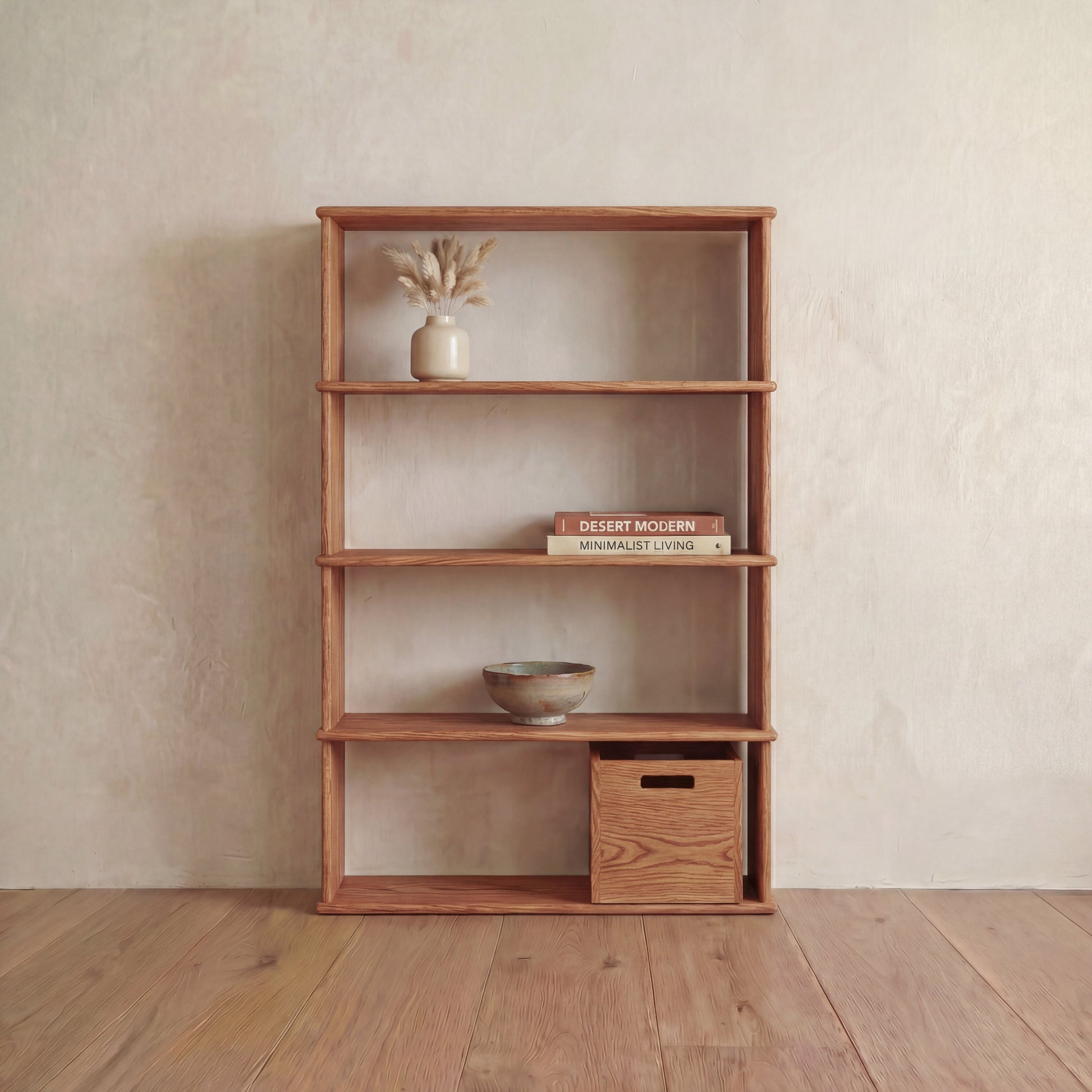 Bibliothèque à 4 étagères en chêne rouge