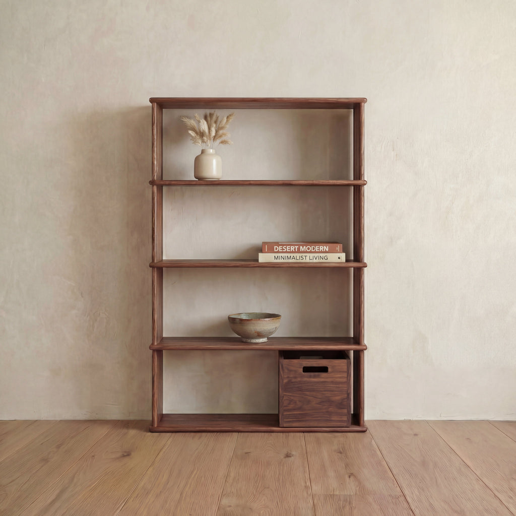 Bibliothèque à 4 étagères en noyer