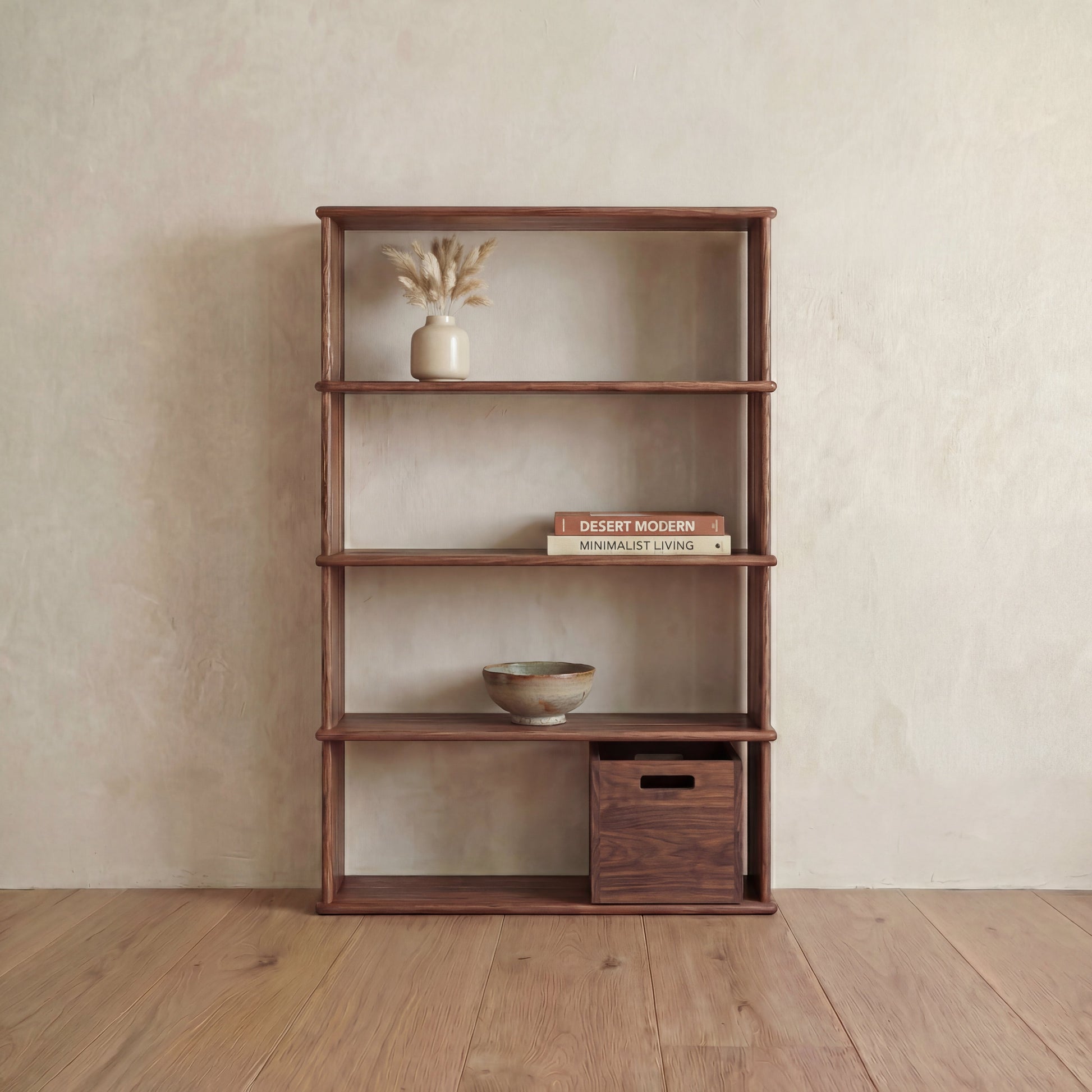 Bibliothèque à 4 étagères en noyer