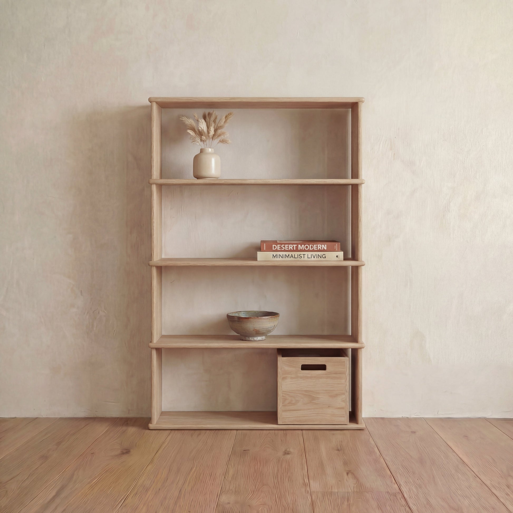 Bibliothèque à 4 étagères en chêne blanc