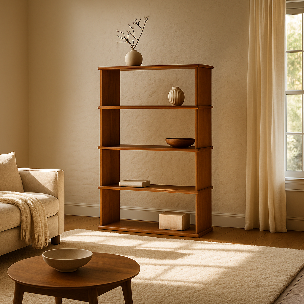 4 shelf bookcase in red oak