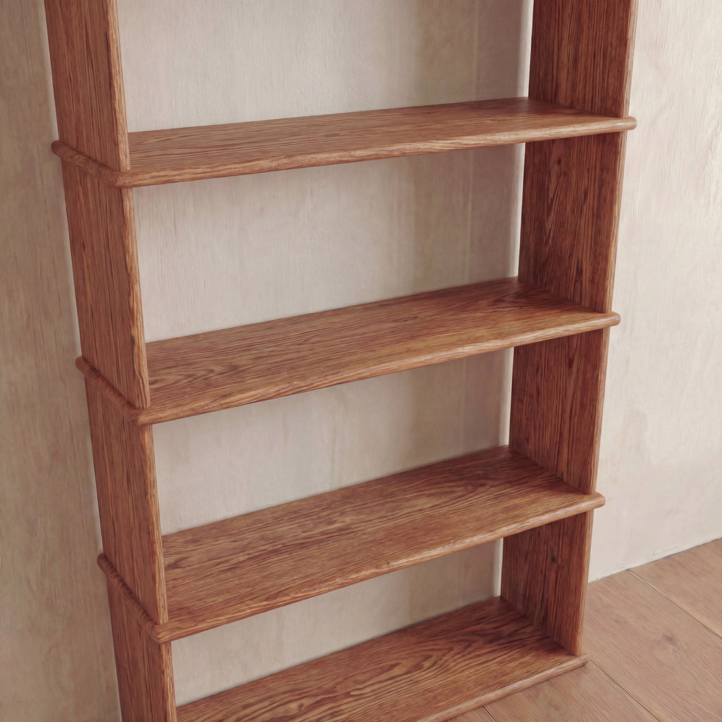 Bibliothèque à 4 étagères en chêne rouge