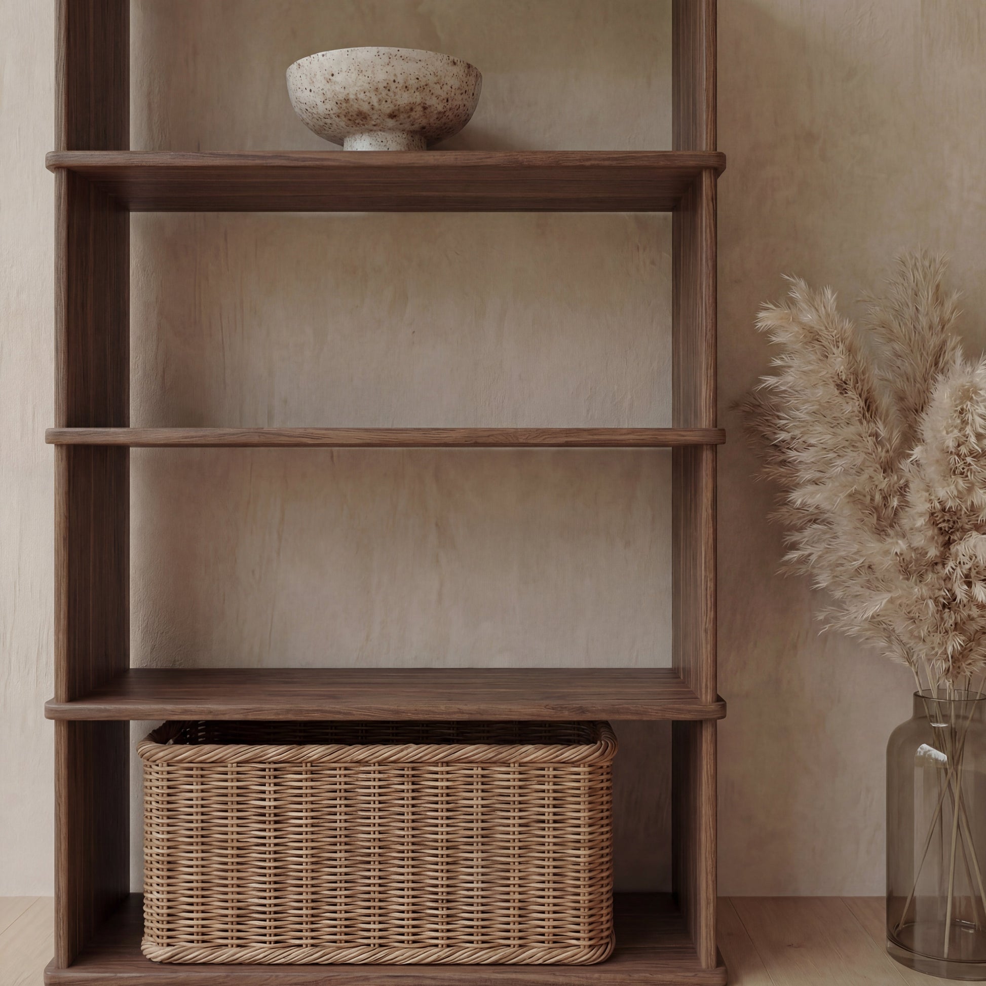 Bibliothèque à 4 étagères en noyer