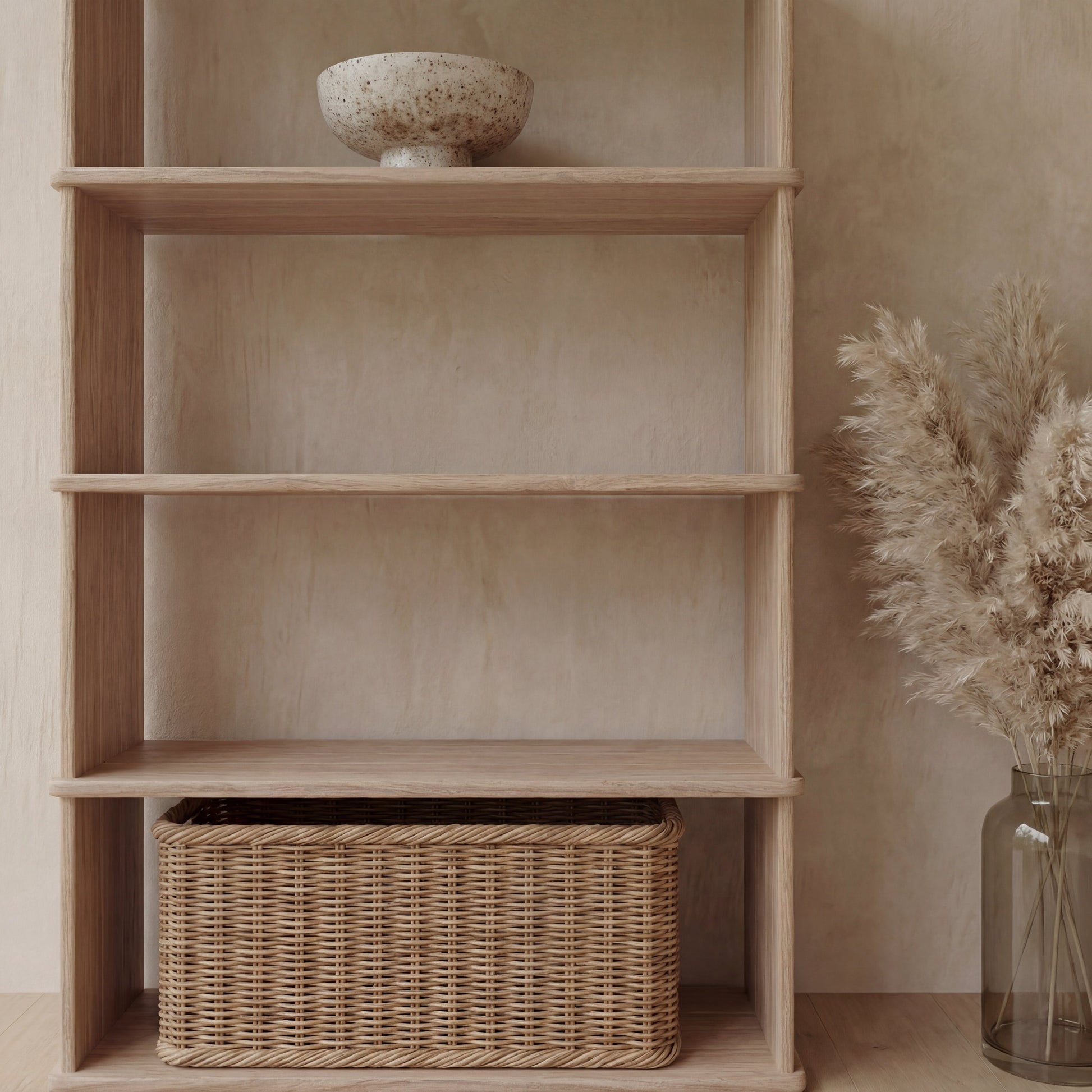 Bibliothèque à 4 étagères en chêne blanc