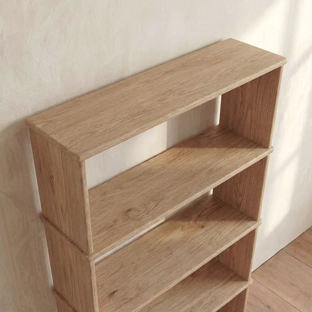 4 shelf bookcase in white oak