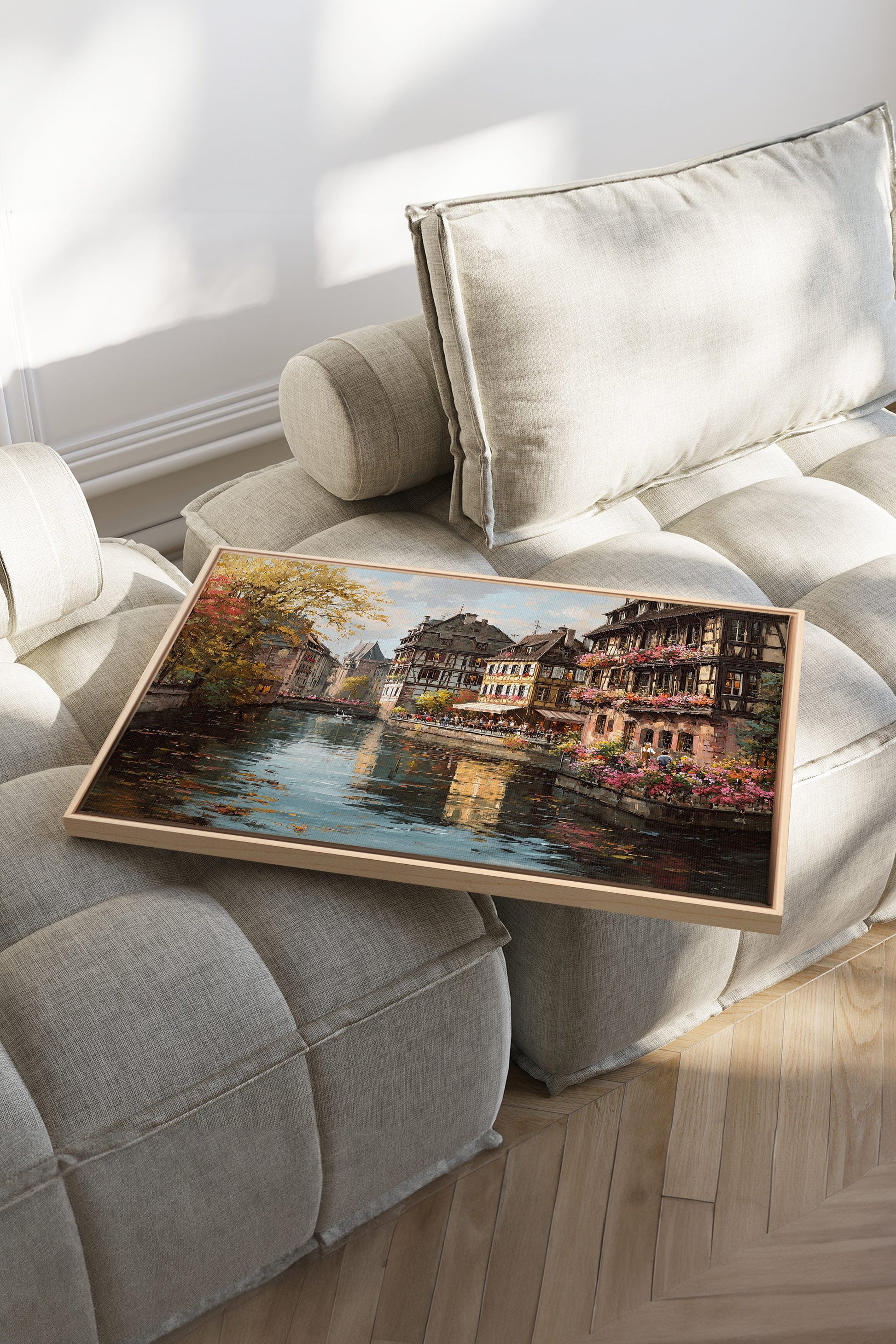 CANAL OF PETALS, Stretched Canvas Artwork