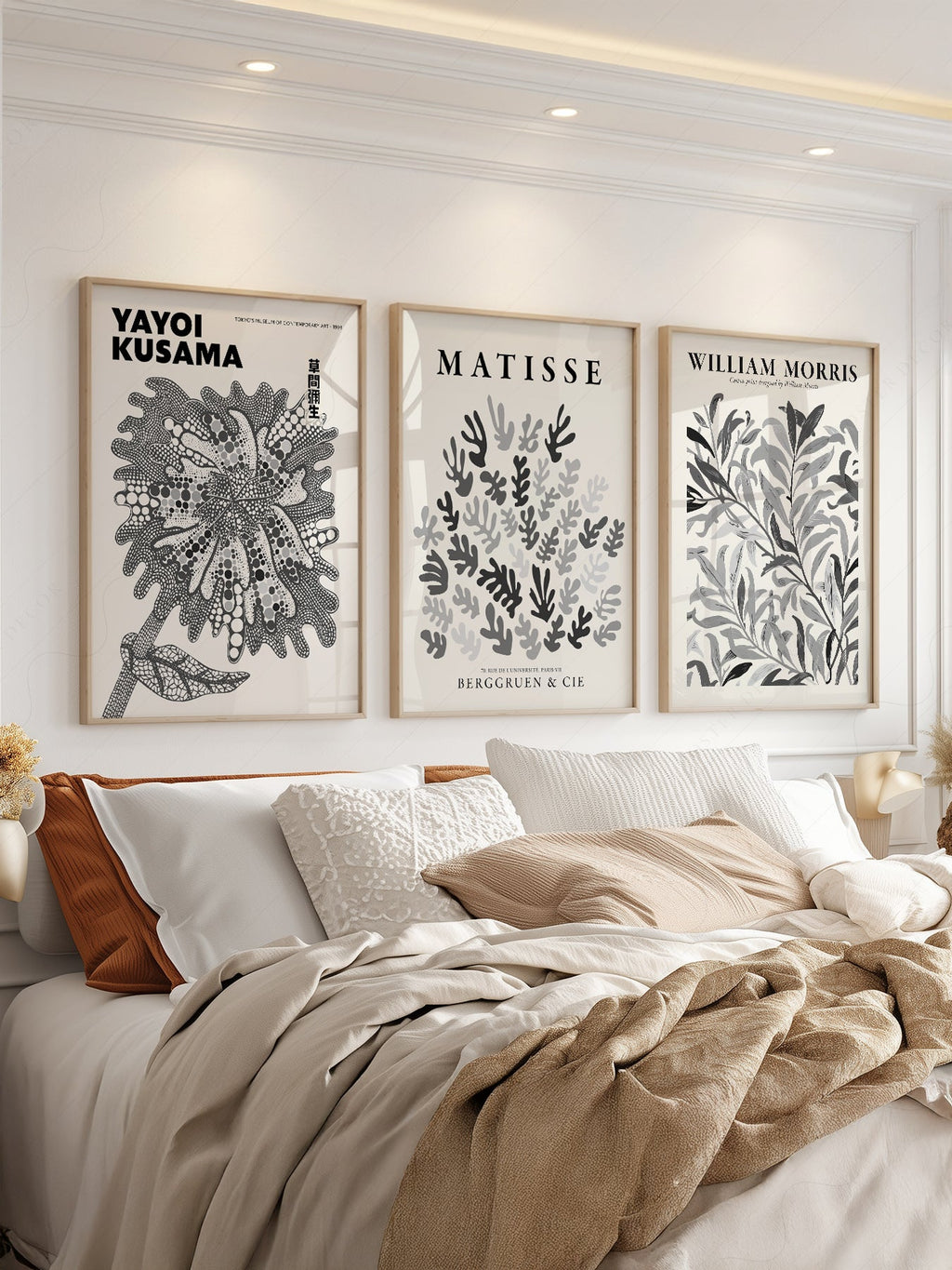 Matisse Kusama William Morris Set of 3 Prints – Black White Gallery Wall Art