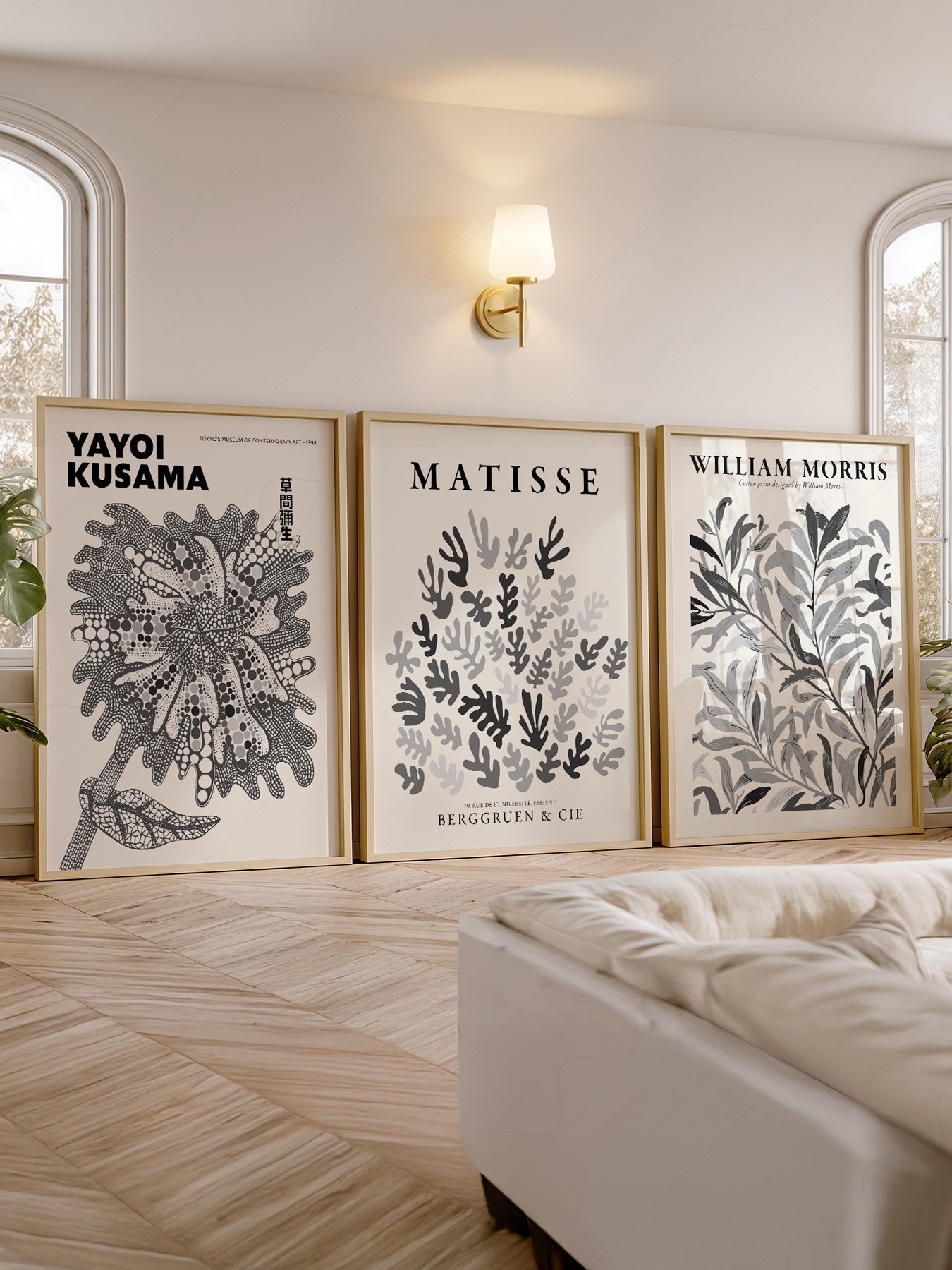 Matisse Kusama William Morris Set of 3 Prints – Black White Gallery Wall Art