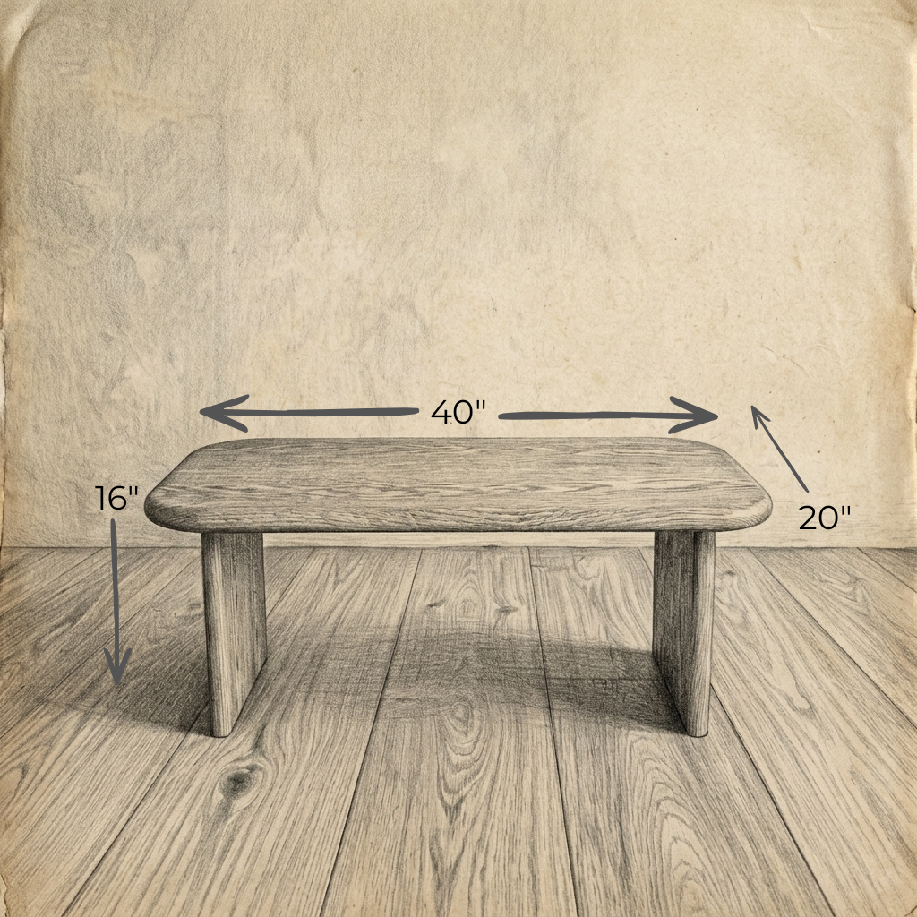 40 Inch Coffee Table in White Oak