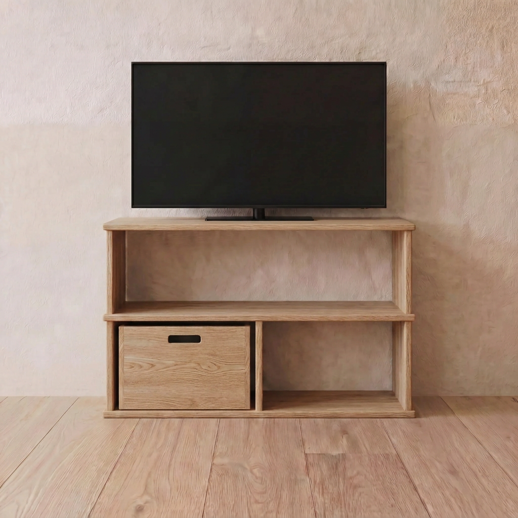 40 Inch Bookshelf TV Stand in White Oak