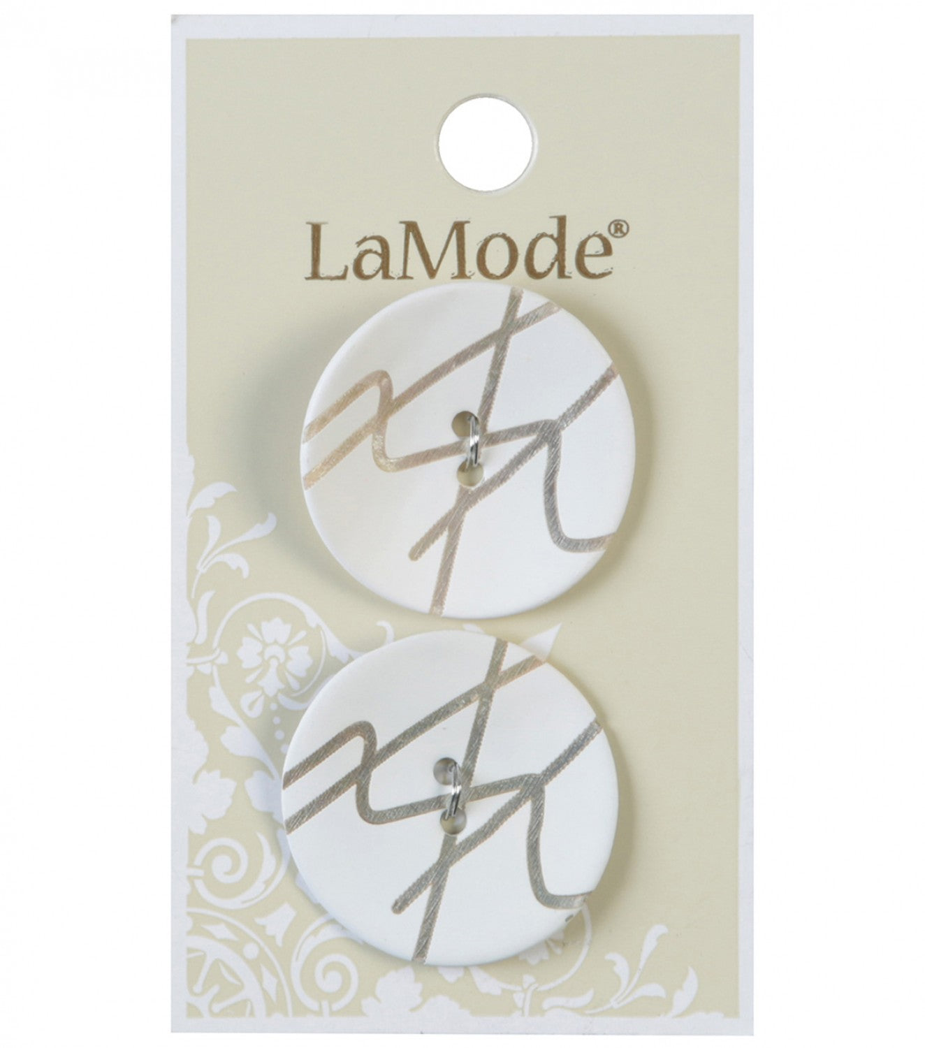 Boutons LaMode - Coque Agoya Zig Zag Blanche 1 1/8 po 28 mm