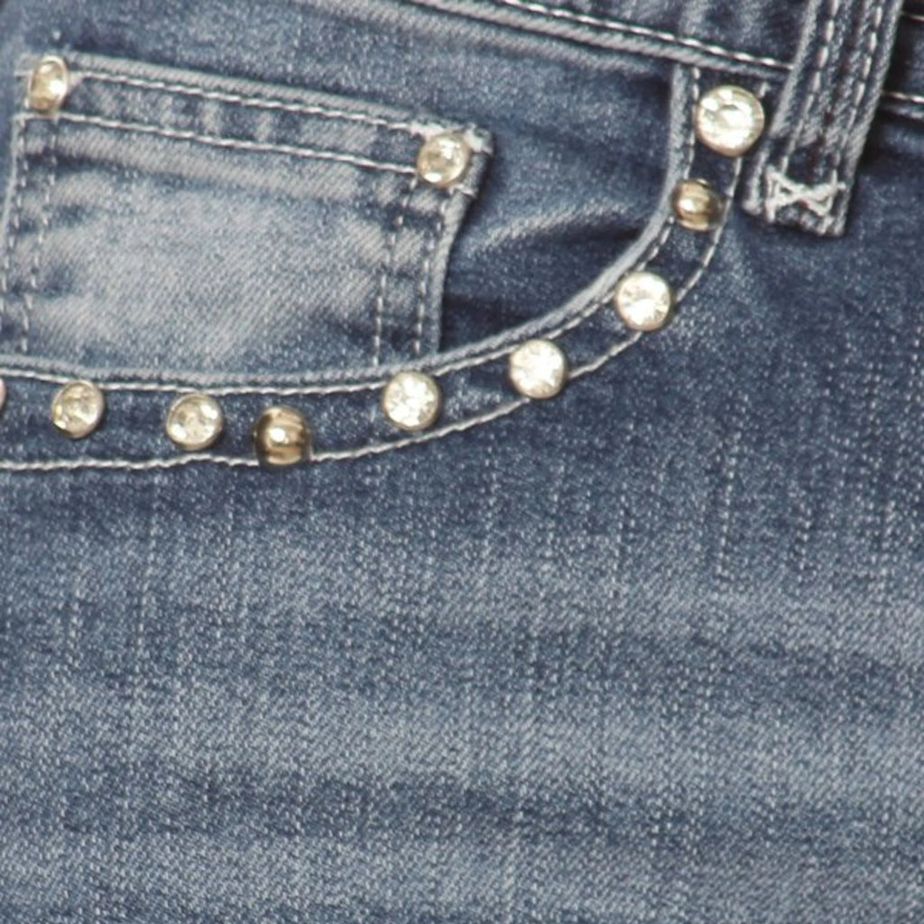 Platinum Plush Women's Rhinestone Skull & Bones Bootcut Jeans