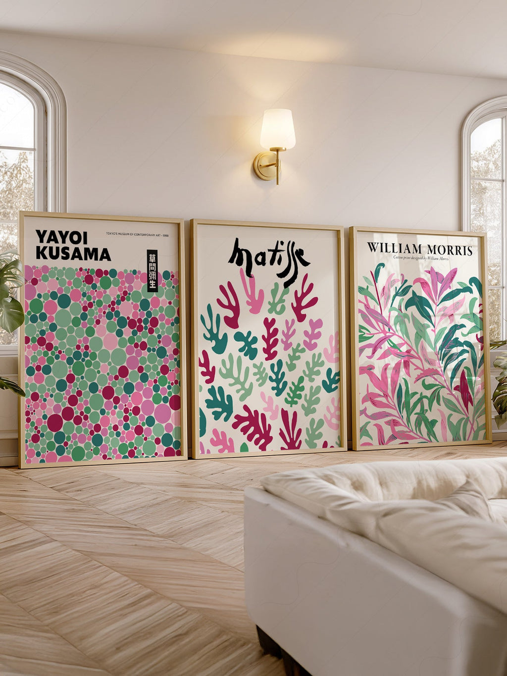 Matisse Kusama Morris Set of 3 Prints – Pink Green Gallery Wall Art