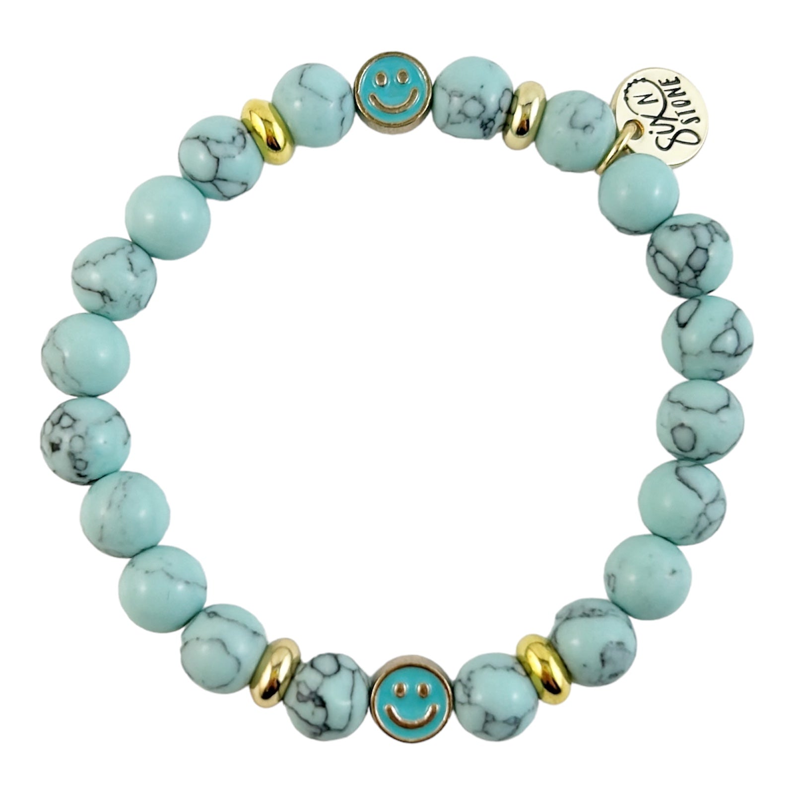 Bracelet du bonheur en howlite bleue