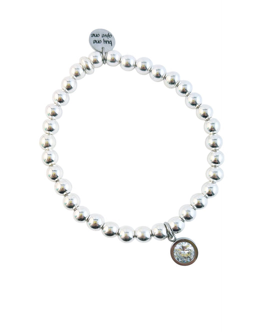 Hematite Rhinestone Charm Bracelet - Silver