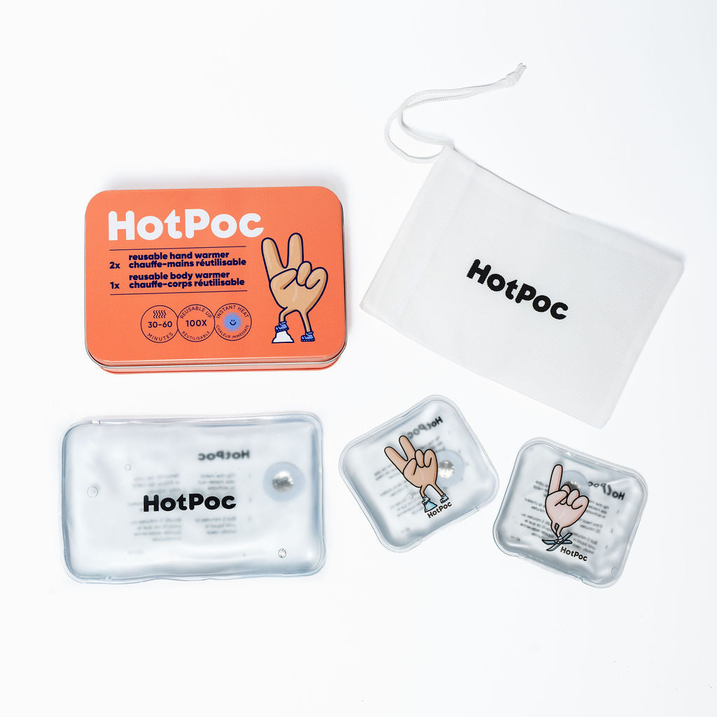 Ensemble HotPoc de chaufferettes réutilisables et écologiques pour mains et corps – Chaleur durable
