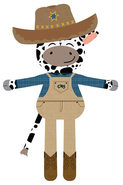 Riley Blake - Country Life Panneau de poupée Boris la vache 36 po x 43 1/2 po