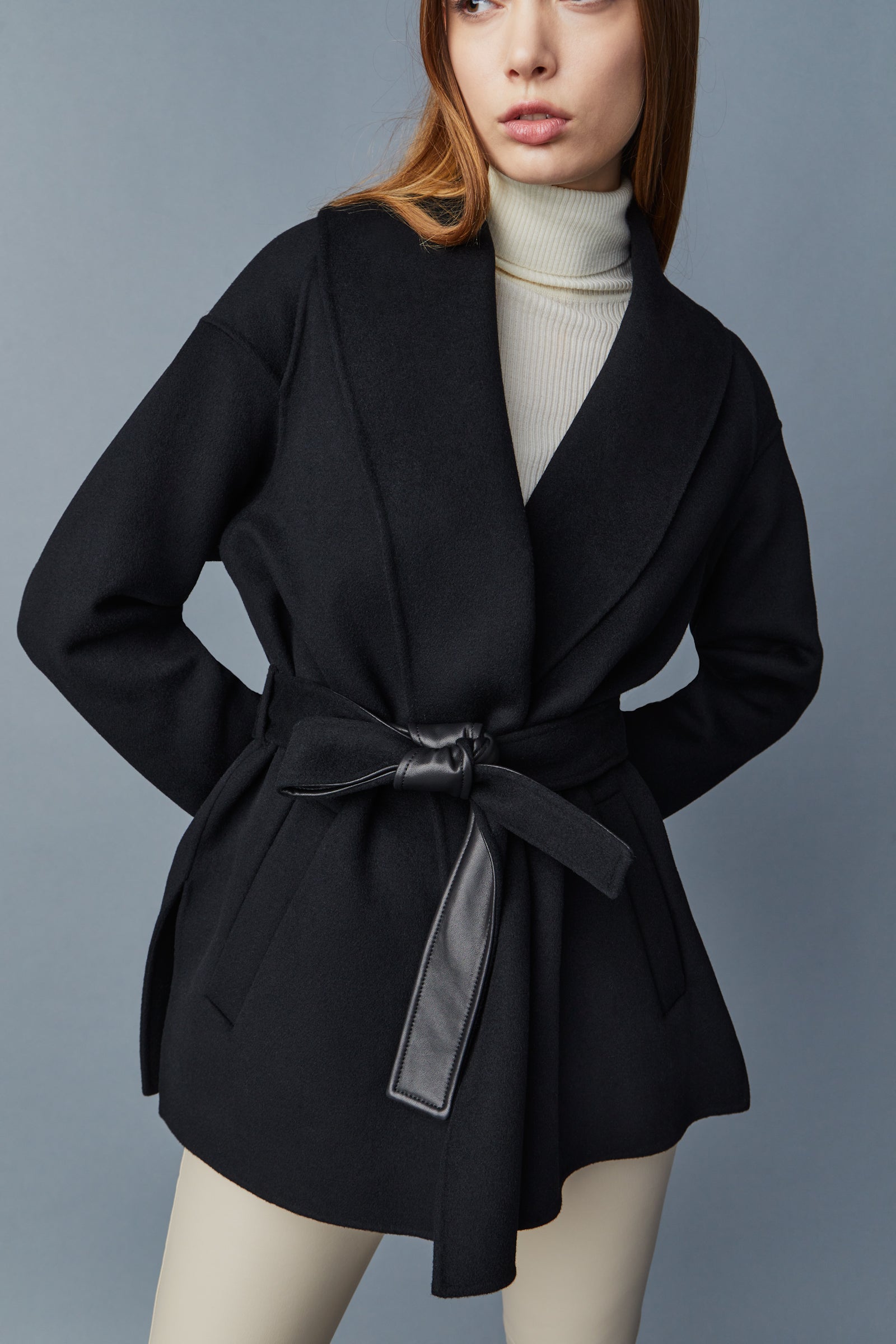 Veste peignoir en laine double face TYRA