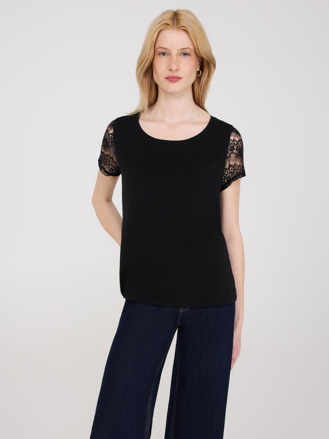 T-shirt à manches courtes en dentelle