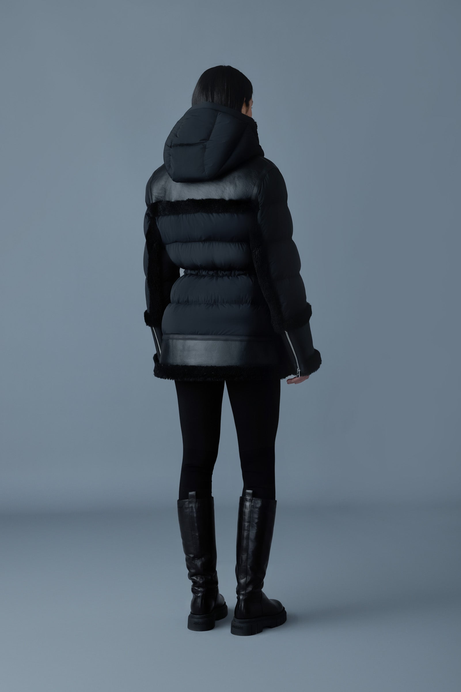 LILIBETH Parka en duvet et peau lainée mixte