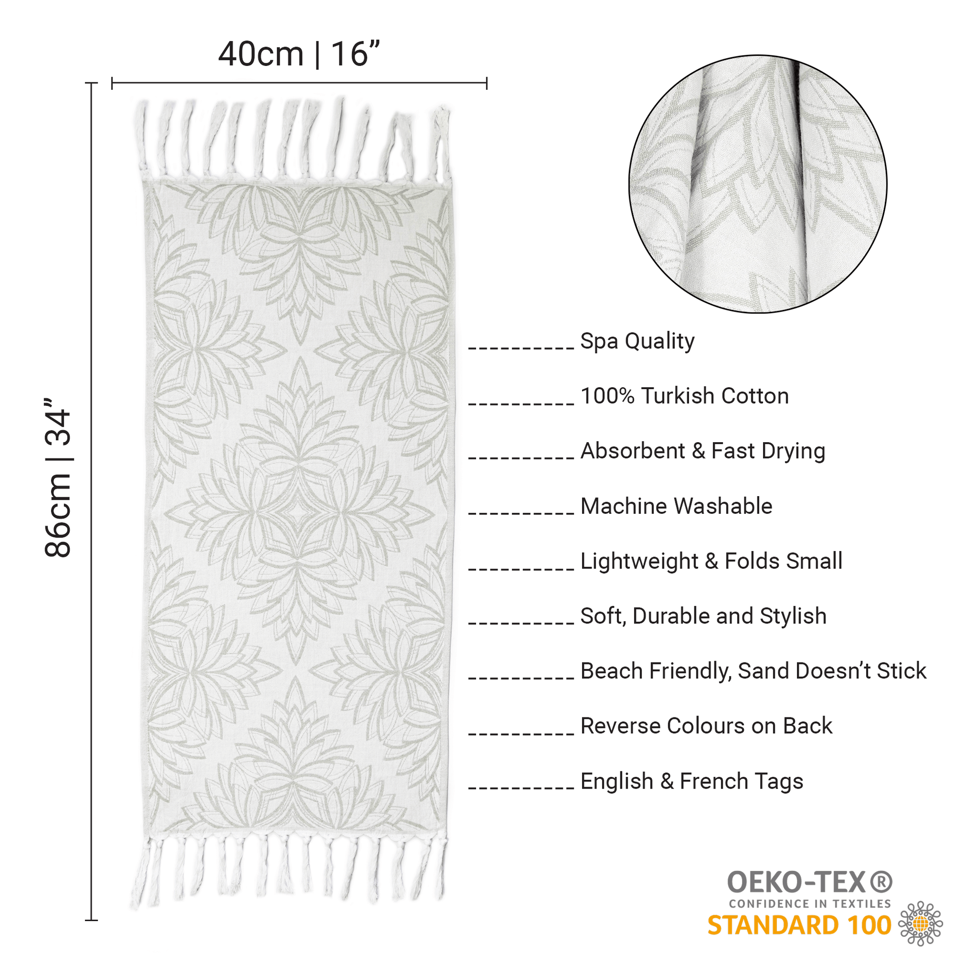 Serviettes turques Canada | Ensemble gris et blanc