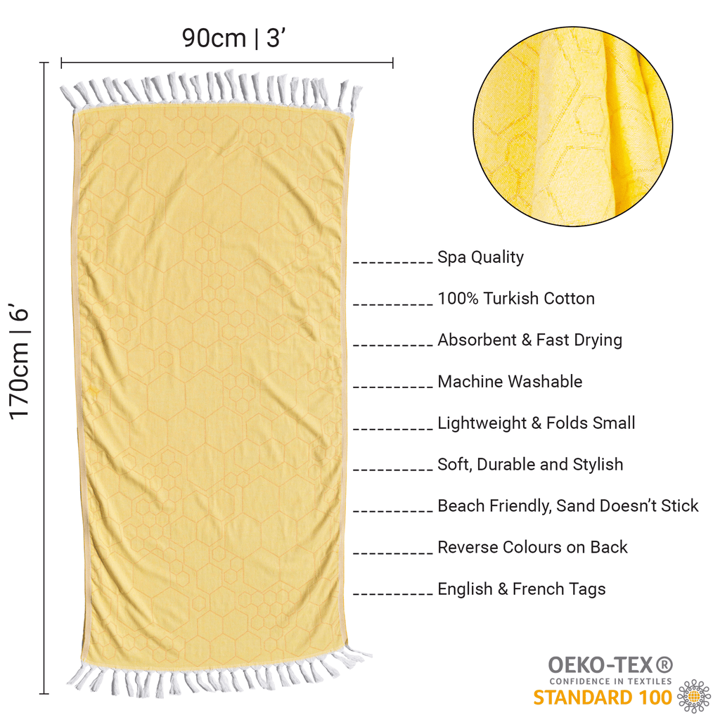 Serviettes turques Canada | Serviette de corps | Jaune et orange