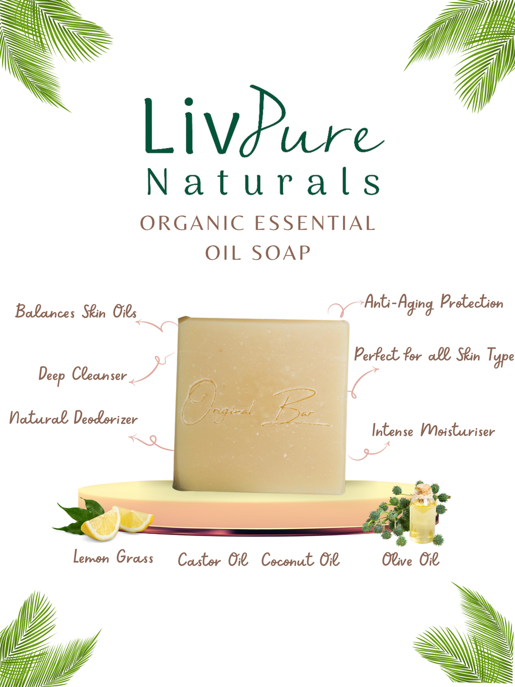Original Lemongrass Olive Oil Soap | Moisturizing Face & Body Bar | Natural and Organic Deodorant