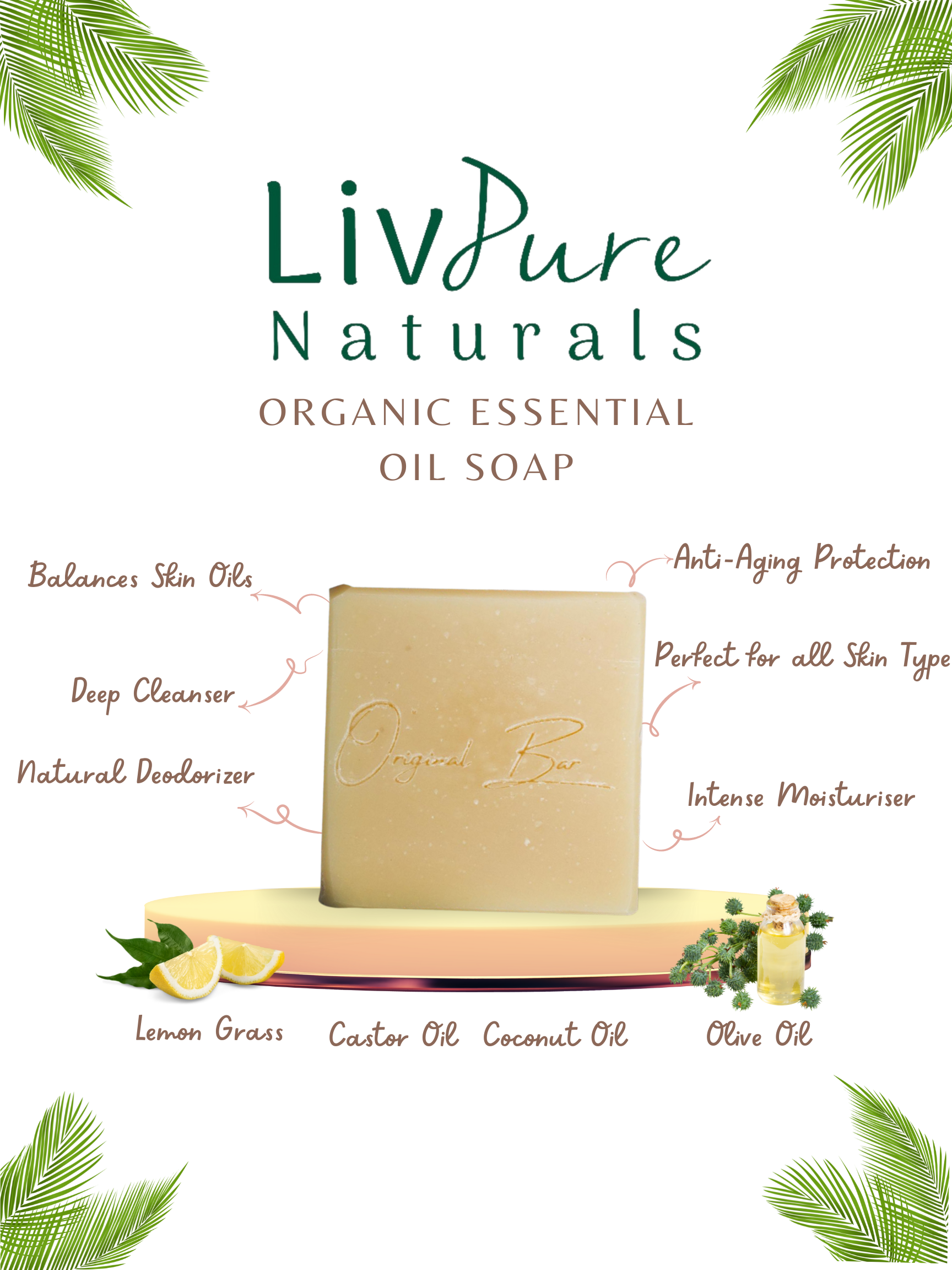 Original Lemongrass Olive Oil Soap | Moisturizing Face & Body Bar | Natural and Organic Deodorant