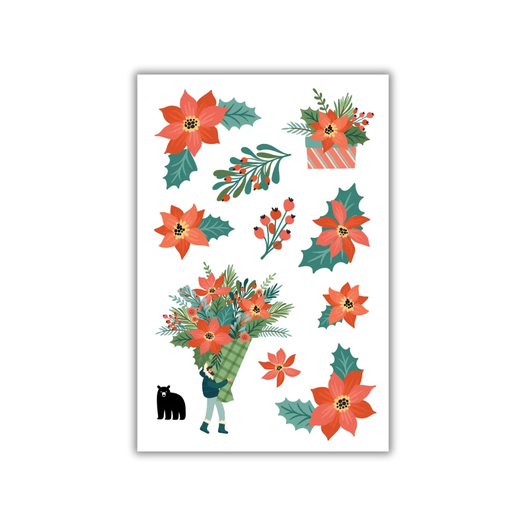 Pretty Poinsettias - Four Bears Sticker Club
