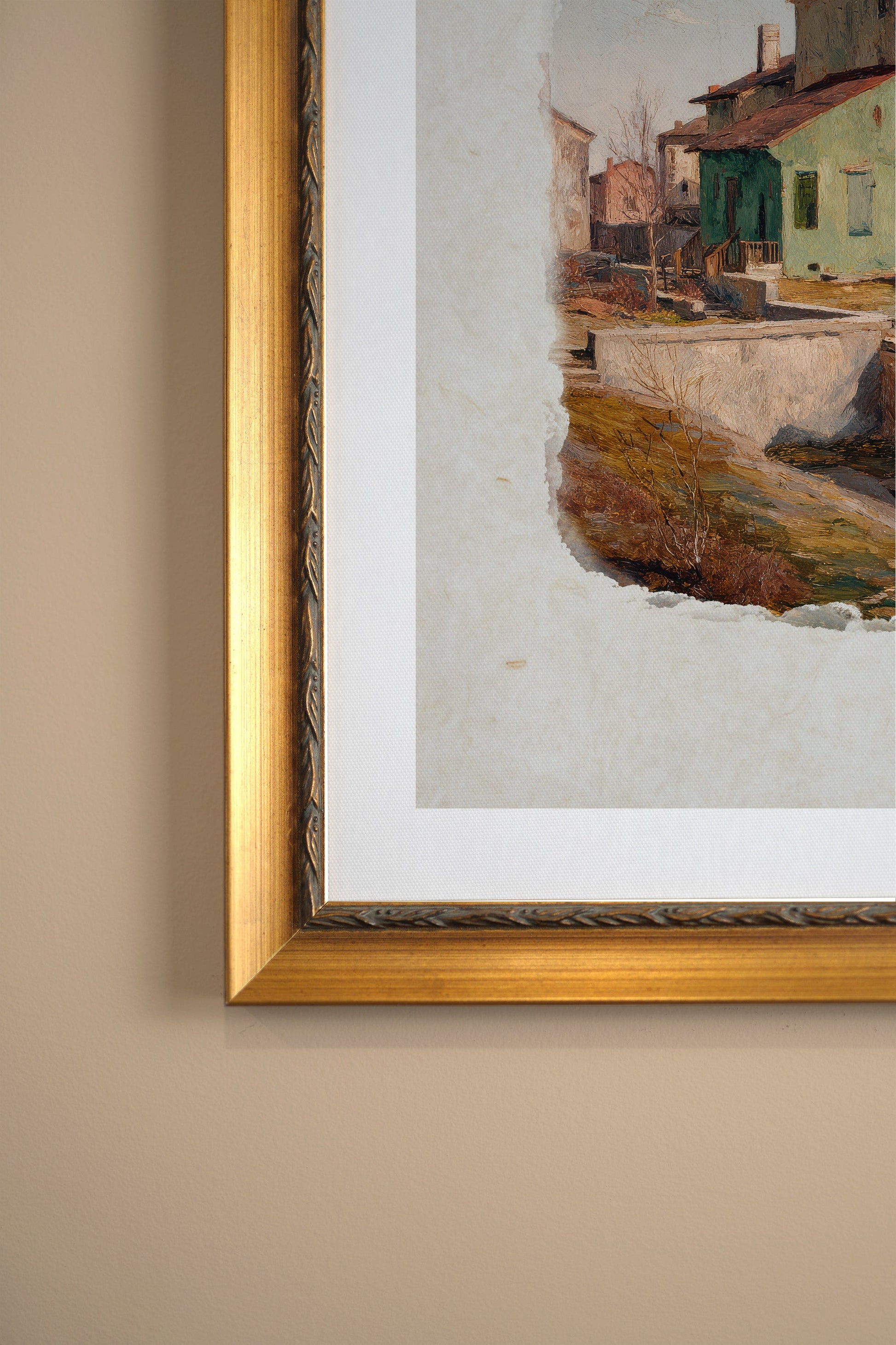 SUNLIT WALLS, VINTAGE GOLD FRAME