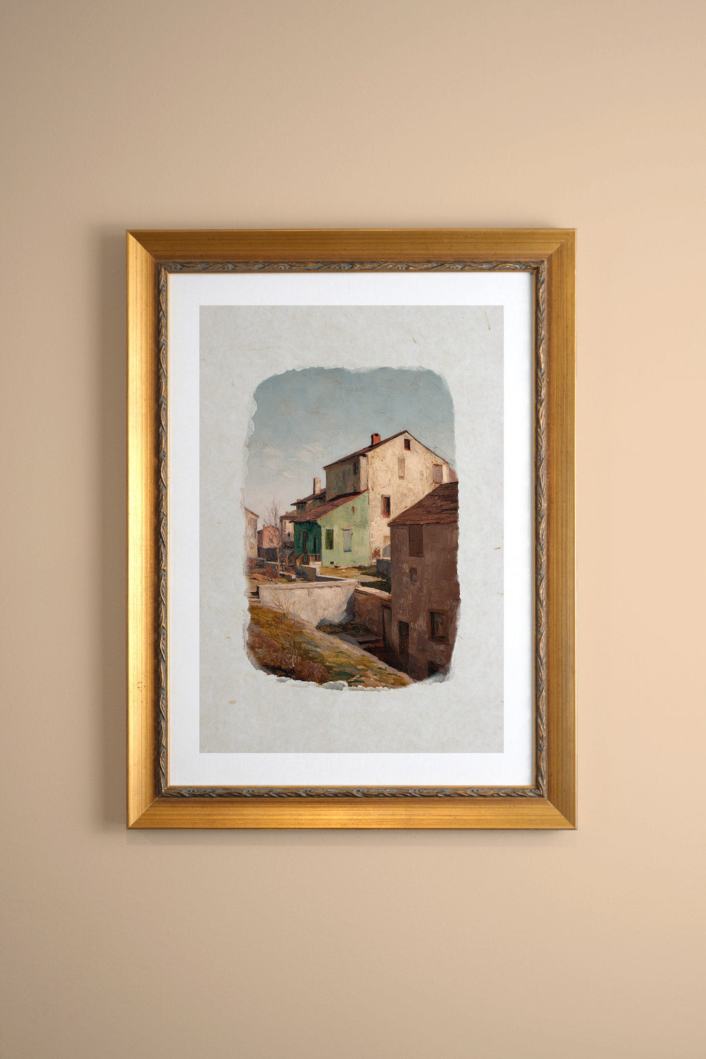 SUNLIT WALLS, VINTAGE GOLD FRAME