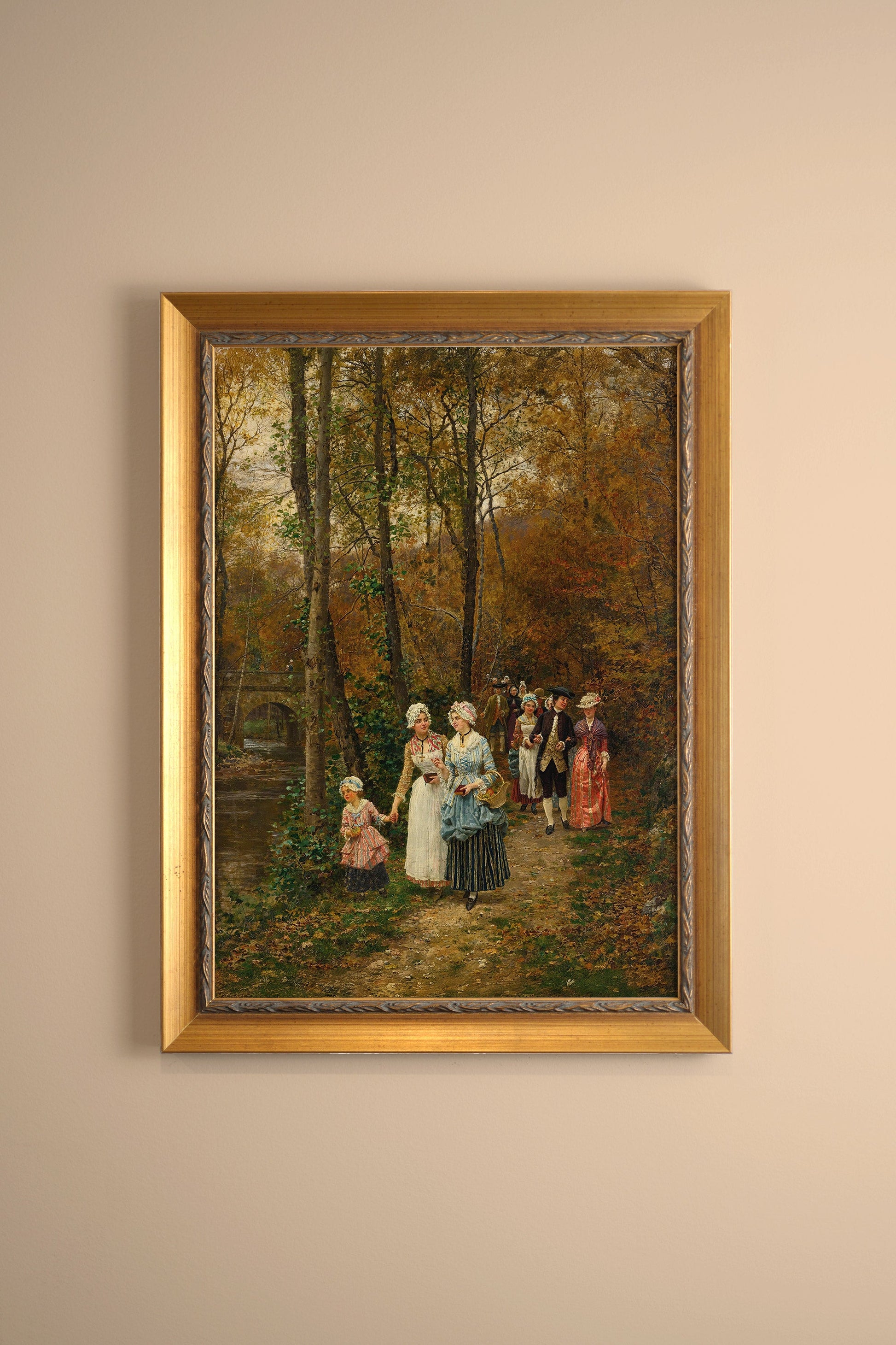 Autumn Stroll, Vintage Frame Gold