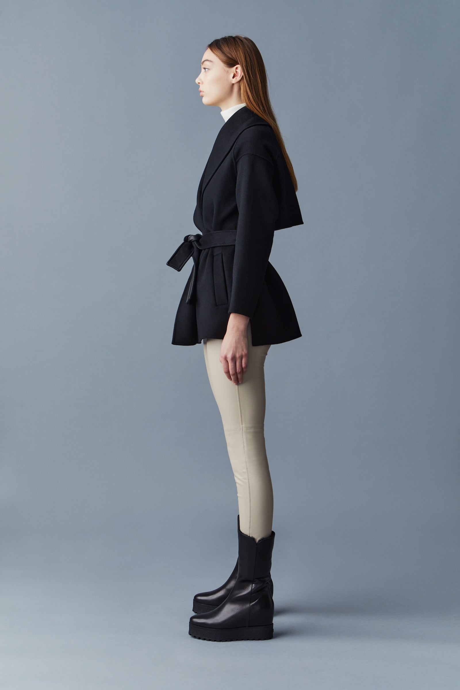 Veste peignoir en laine double face TYRA