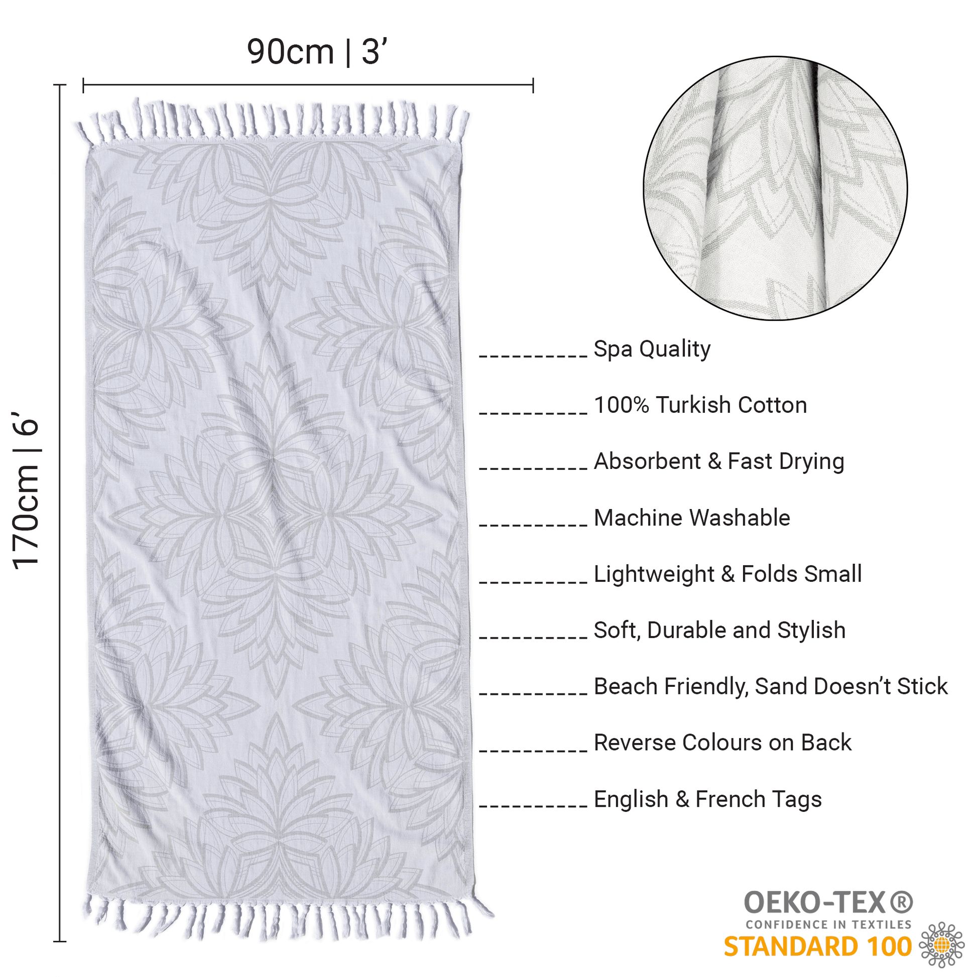 Serviettes turques Canada | Ensemble gris et blanc