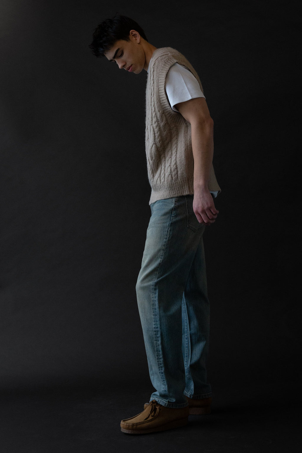 Gilet pull en maille torsadée