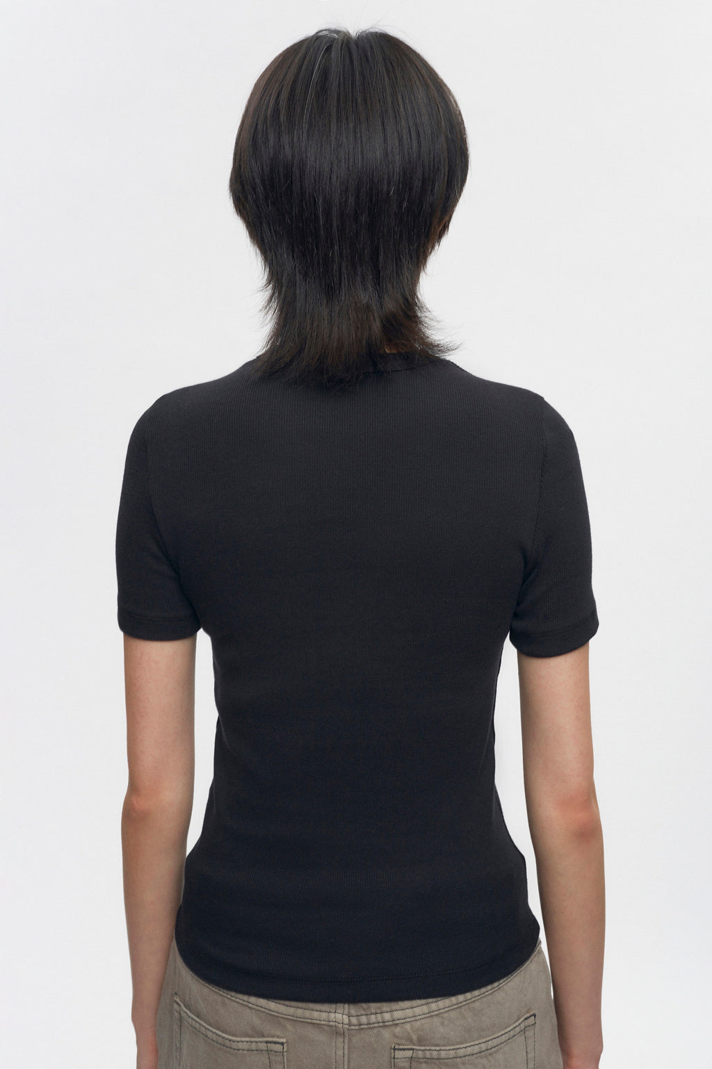 T-shirt côtelé ajusté pour femme