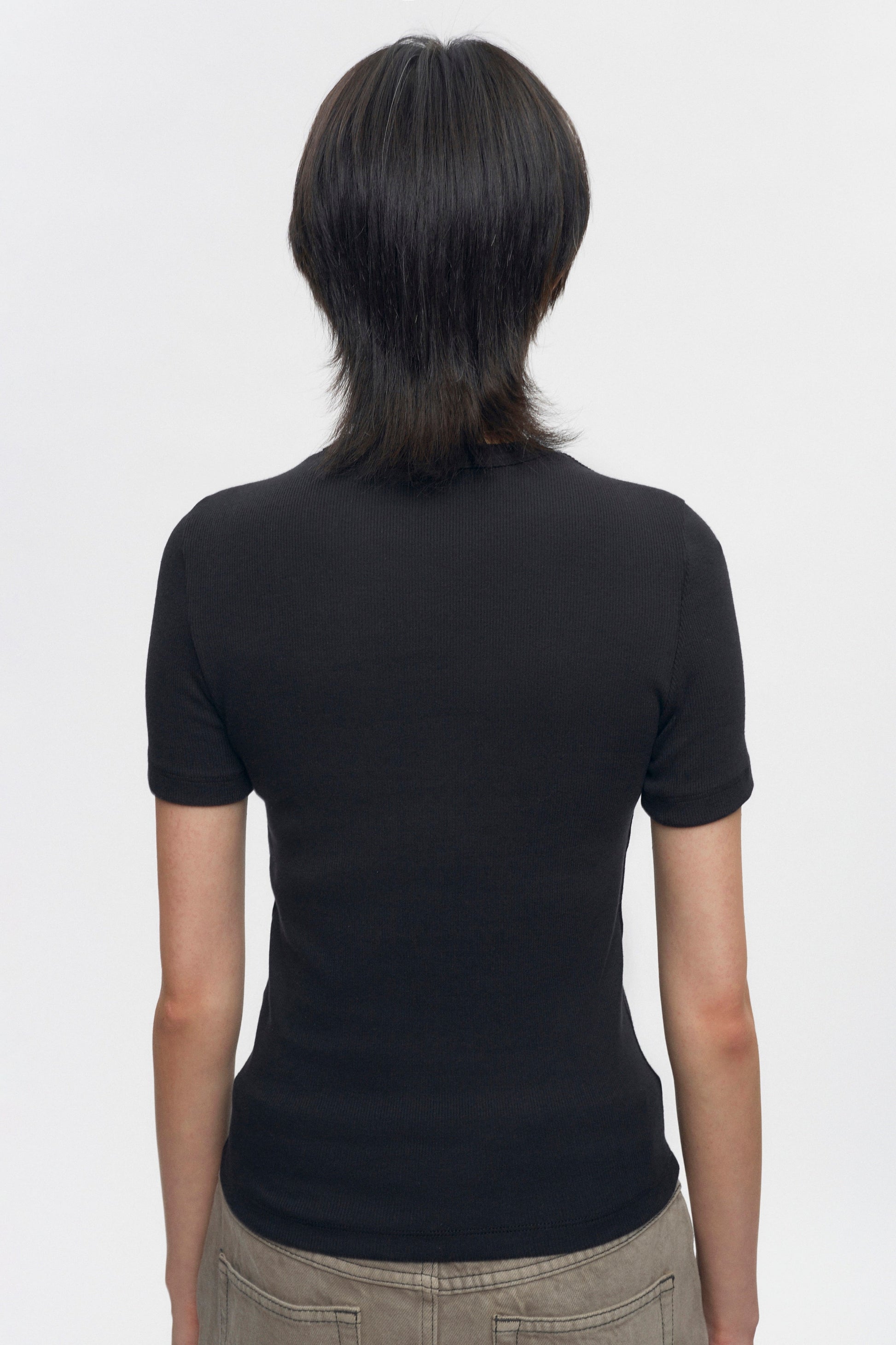T-shirt côtelé ajusté pour femme