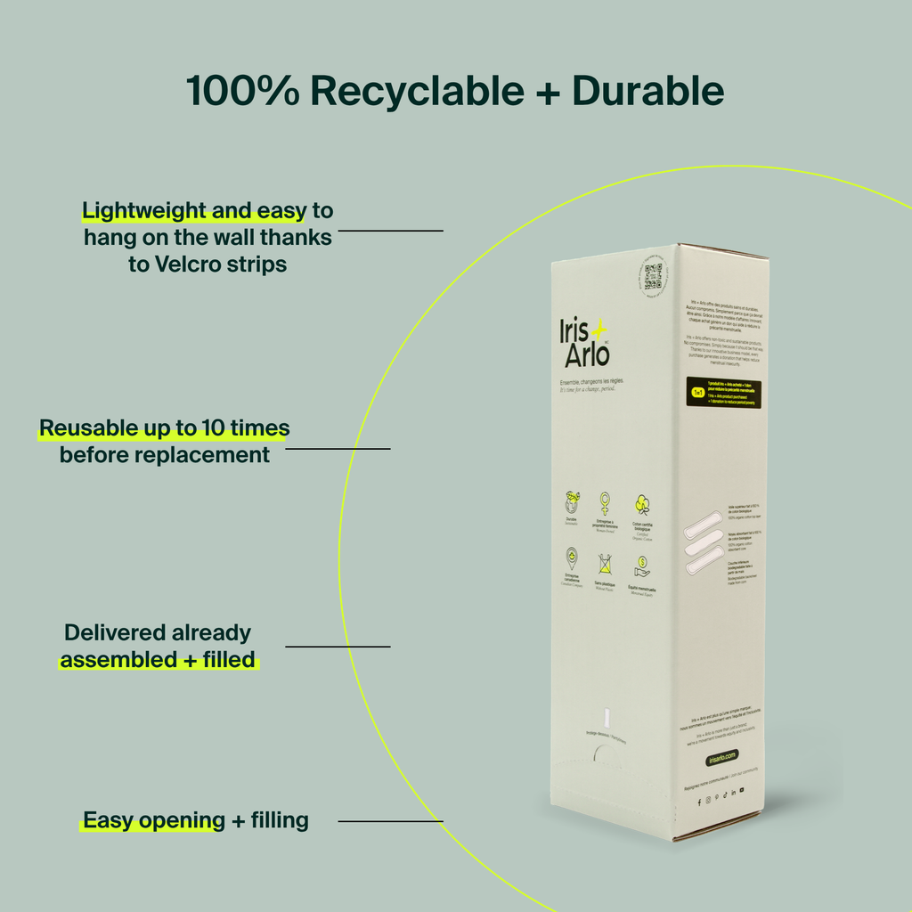 Distributeur mural en carton, protège-slips 100 % coton biologique
