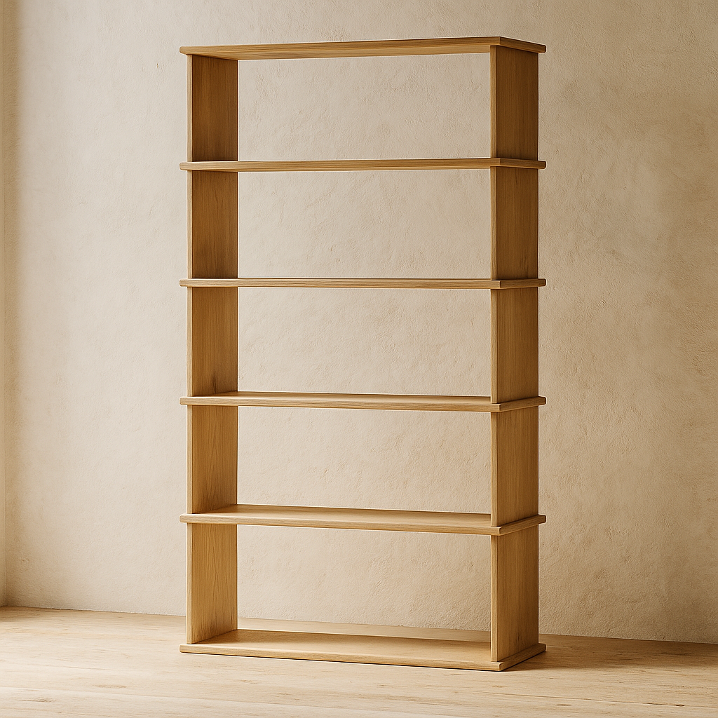 5 shelf bookcase in white oak