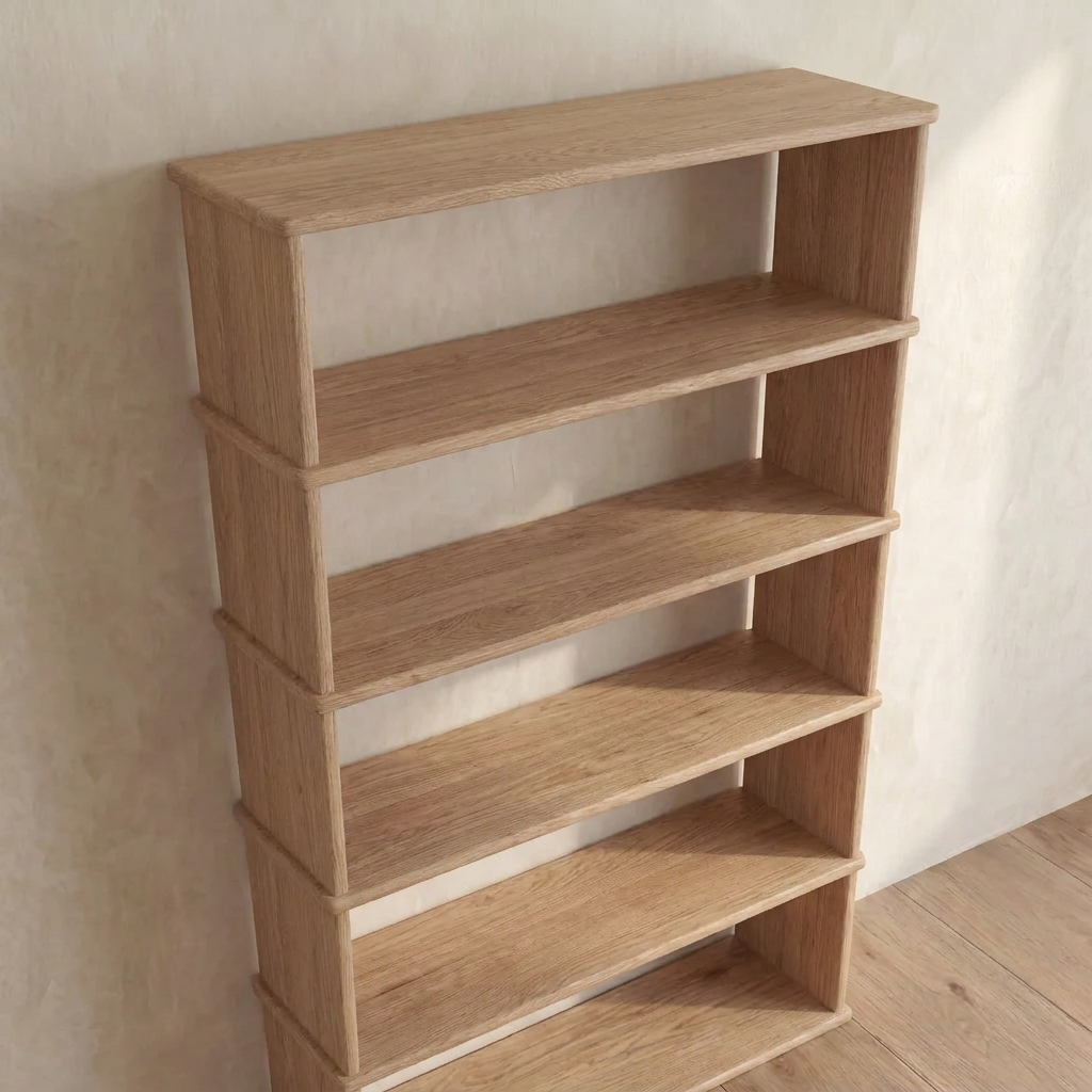 5 shelf bookcase in white oak