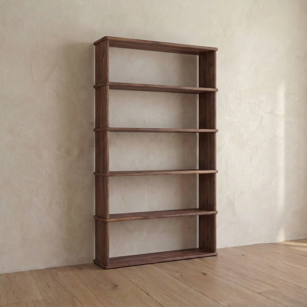 Bibliothèque à 5 étagères en noyer
