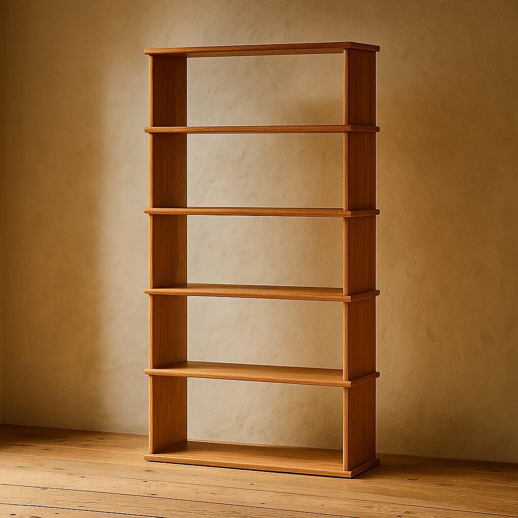 5 shelf bookcase in red oak