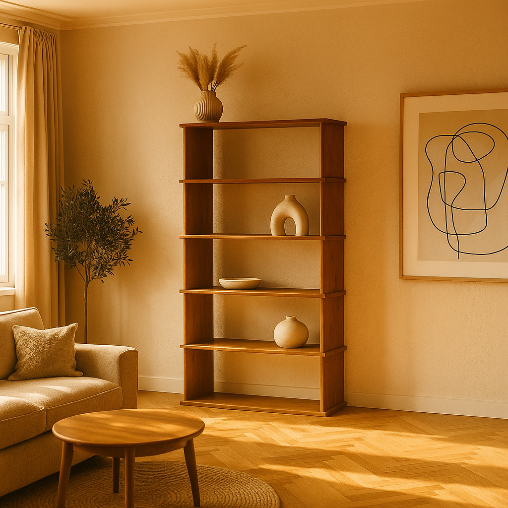 5 shelf bookcase in red oak