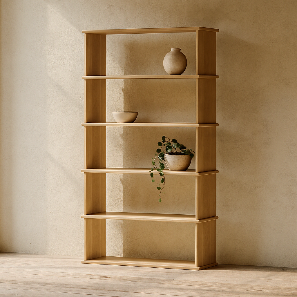 5 shelf bookcase in white oak